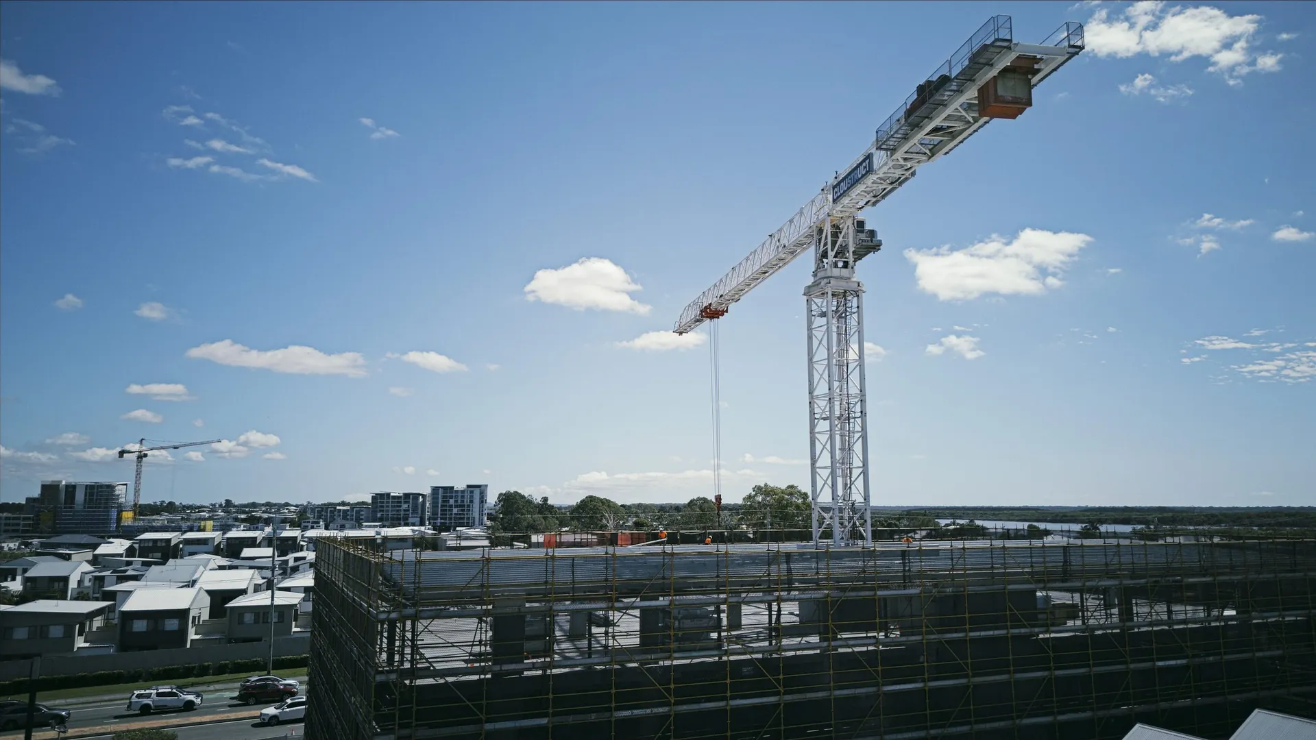 Tower crane over Swift Self Storage Hope Island under construction
