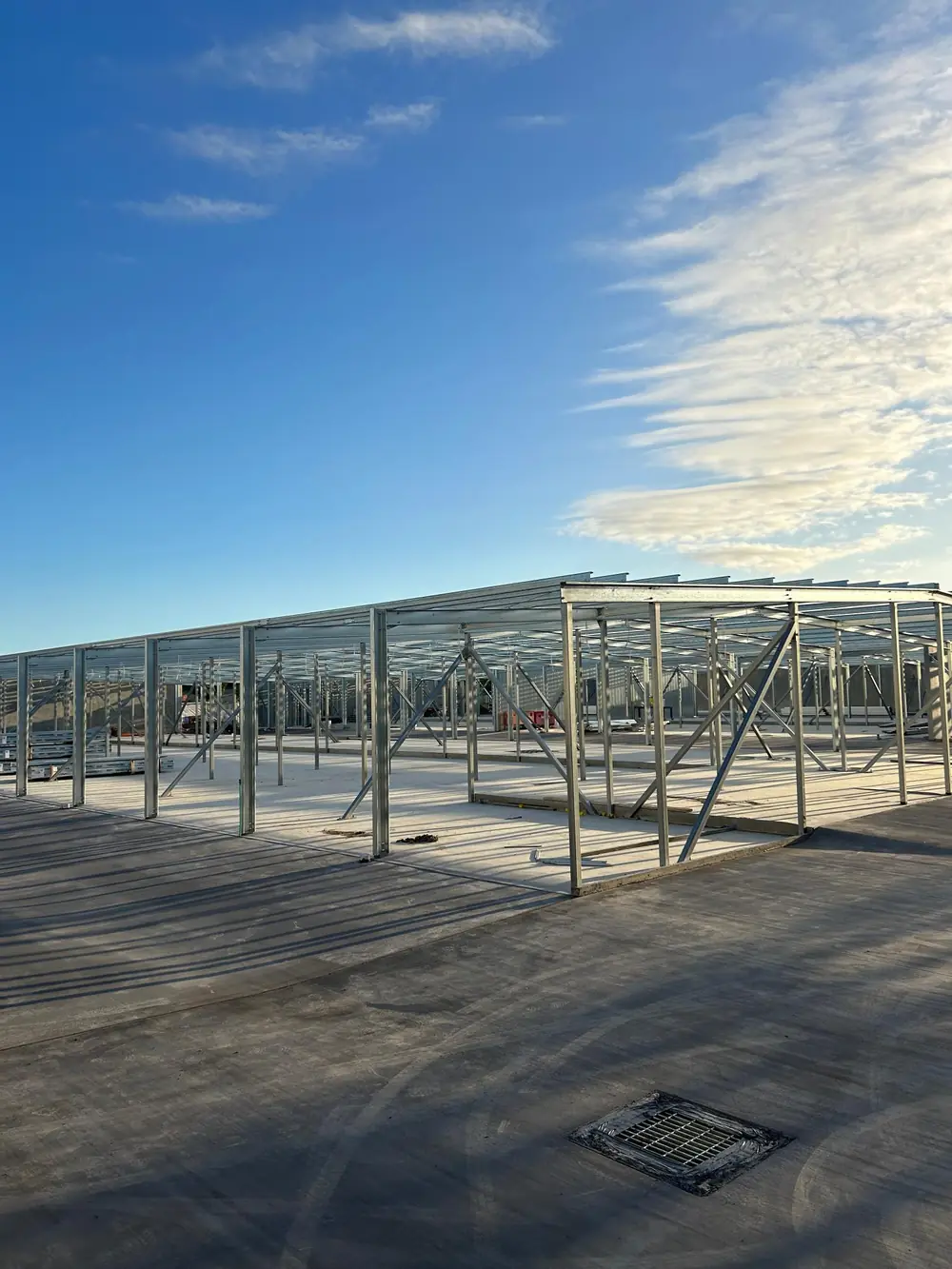Steel frame of a Coast Electrical & Data commercial construction site